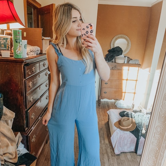 l love Pants - L LOVE BLUE JUMPSUIT